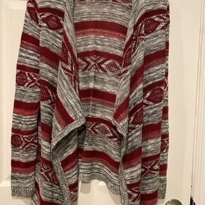 Charolette Russe Tribal Patterned Cardigan in Red and Gray